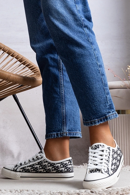 Biało czarne trampki damskie Rimmie