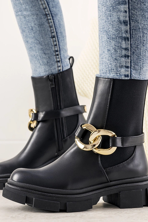 Black boots with chain Trinity Black boots with chain Trinity