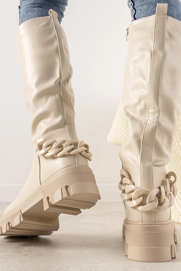 Beżowe botki z łańcuchem... 2