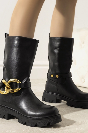 Black insulated boots with chain Harrison