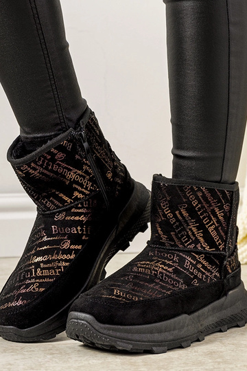 Black and gold women's snow boots Crescent