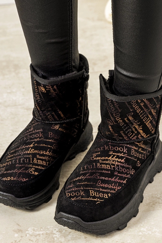 Black and gold women's snow boots...