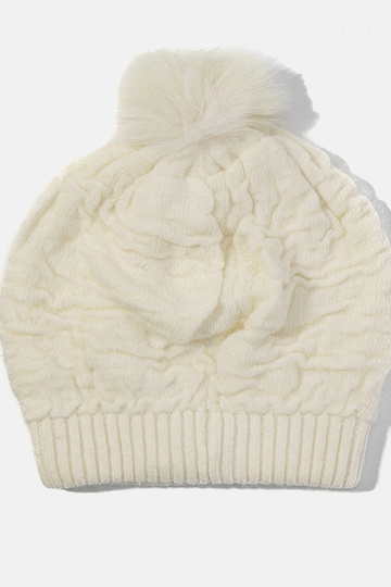 Ecru ladies' beanie with a...