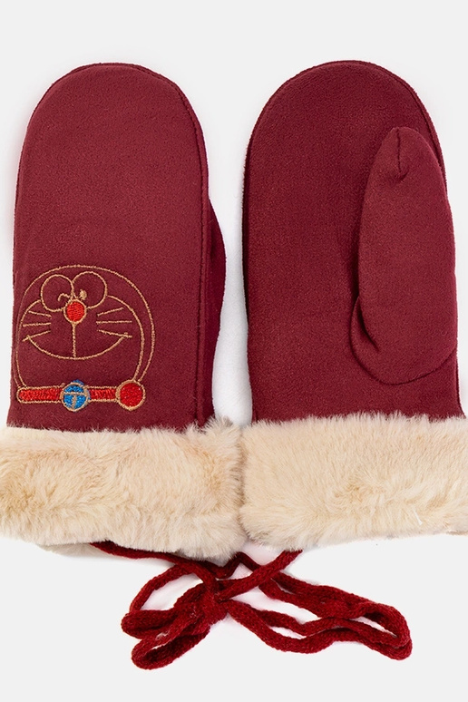 Maroon children's gloves Kitty