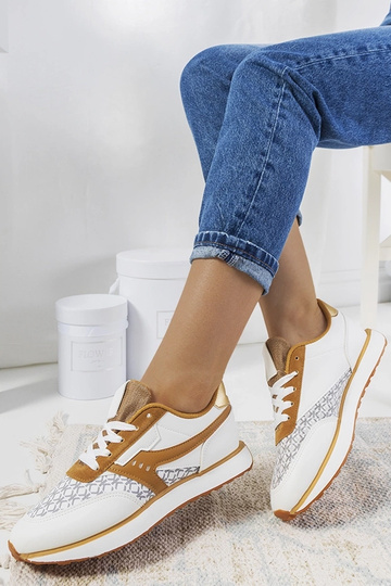 Biało brązowe sneakersy damskie Chiara 2