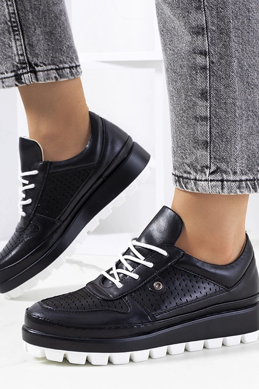 Czarne ażurowe sneakersy Assels