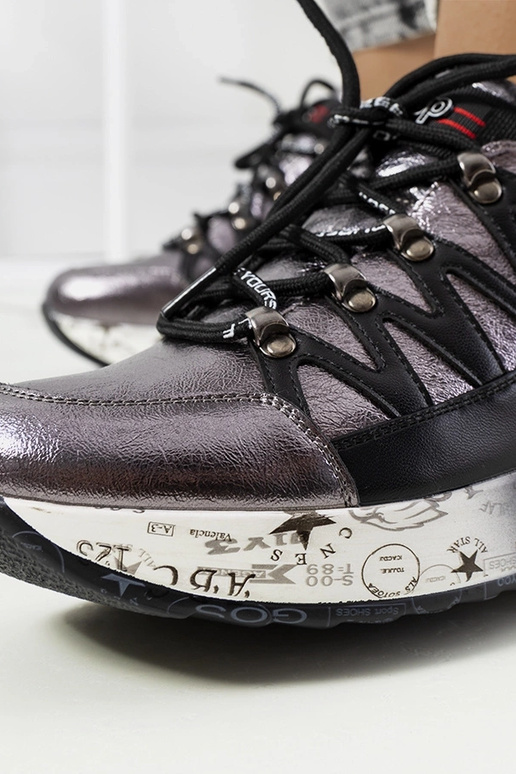 Szare metaliczne sneakersy Ballard