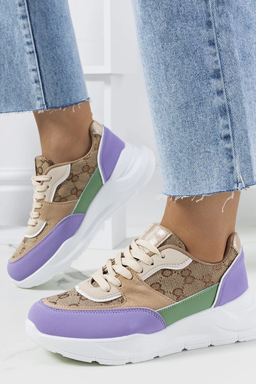 Beżowo fioletowe sneakersy damskie Elyne