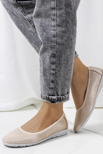 Beżowe skórzane baleriny Elmas 2
