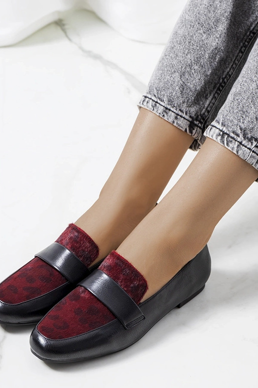 Czarno bordowe półbuty damskie Kolk