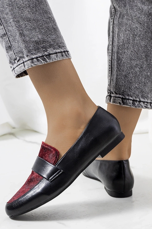 Czarno bordowe półbuty damskie Kolk