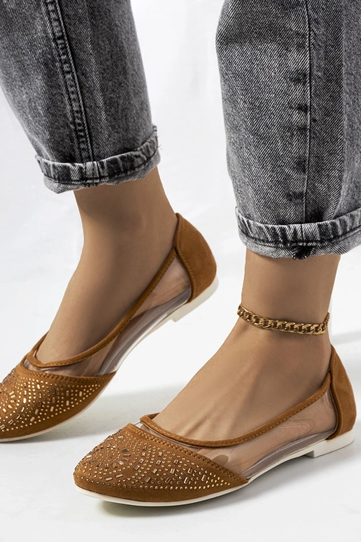 Brązowe pół transparentne baleriny...