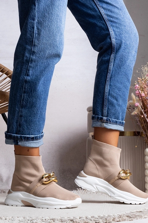 Brązowe sneakersy z łańcuchem Taryn