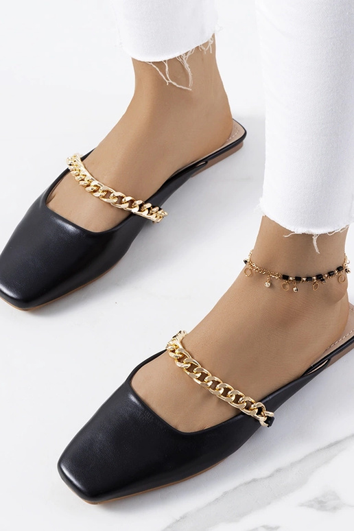 Czarne eleganckie klapki Baras