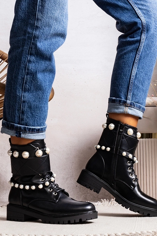 Black patent leather insulated boots...