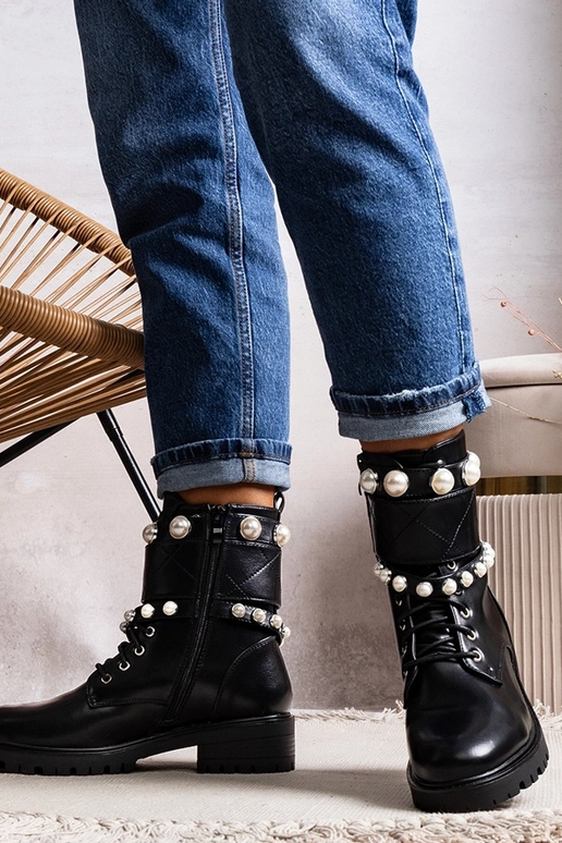 Black patent leather insulated boots...