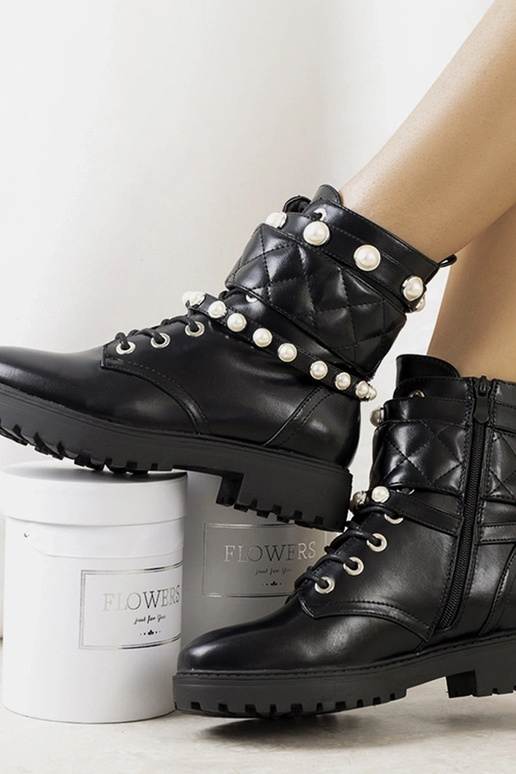 Czarne traperki damskie Cesia