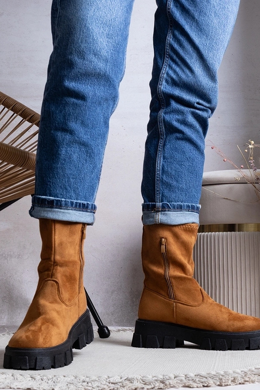 Black wedge heeled boots Etylioo