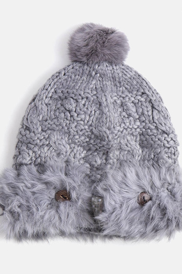 Women's maroon beanie with pompom Maysan
