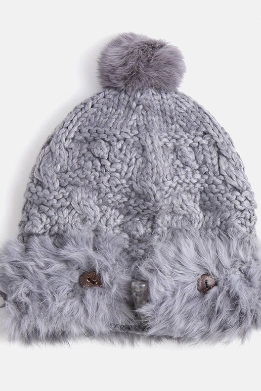 Women's maroon beanie with pompom Maysan