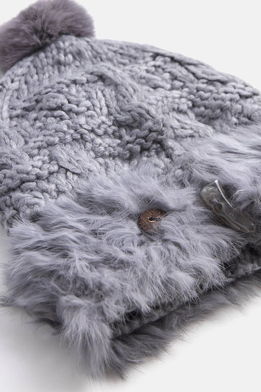 Women's maroon beanie with pompom Maysan