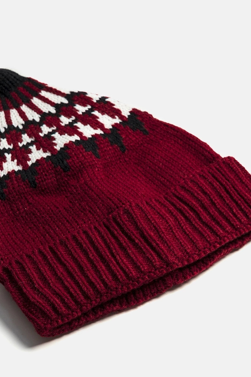 Women's maroon beanie with pompom Maysan