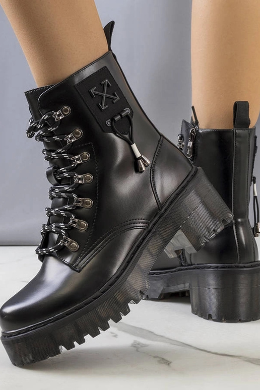 Black patent leather insulated boots...