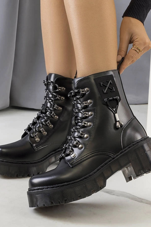 Black patent leather insulated boots...