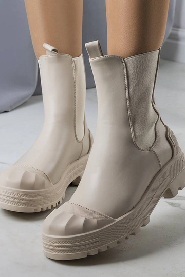 Beige insulated boots with...