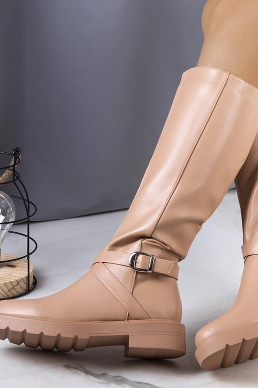 Beżowe ocieplane kozaki Olmin Beżowe ocieplane kozaki Olmin