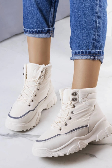 Kremowe ocieplane botki Rimu