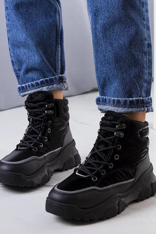 Czarne ocieplane botki Rimu