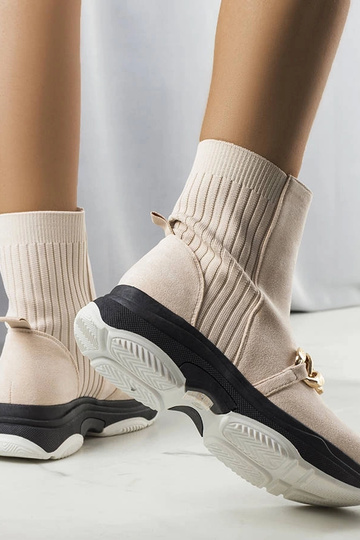 Beżowe ocieplane botki z... 2