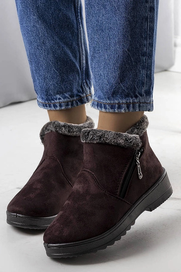 Grey snow boots with fur...