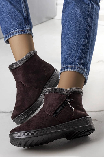Grey snow boots with fur... 2