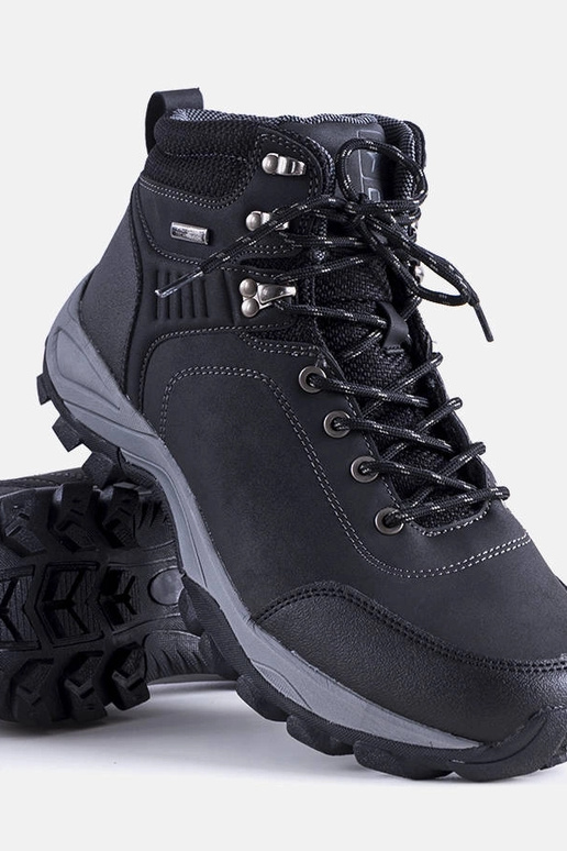 Czarne ocieplane trapery męskie Tervo