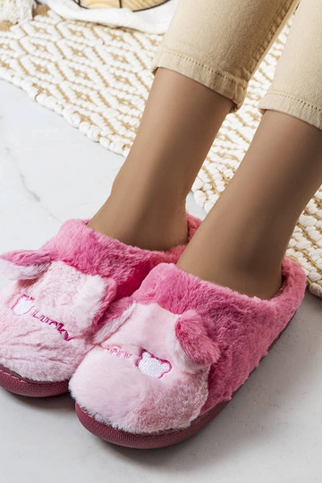 Ciemnoróżowe miękkie kapcie Lucky Teddy 2