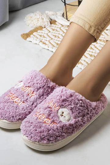 Black slippers with fur insulated Valle