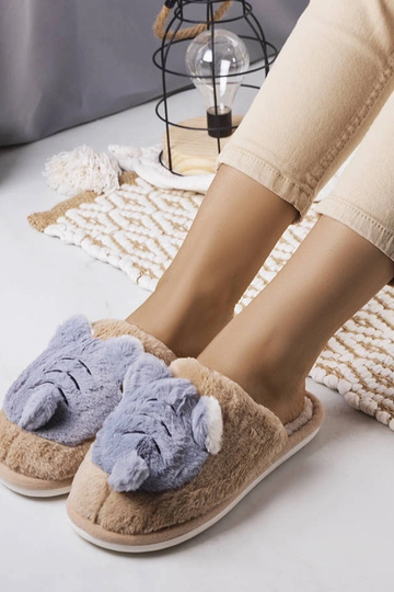 Black slippers with fur...