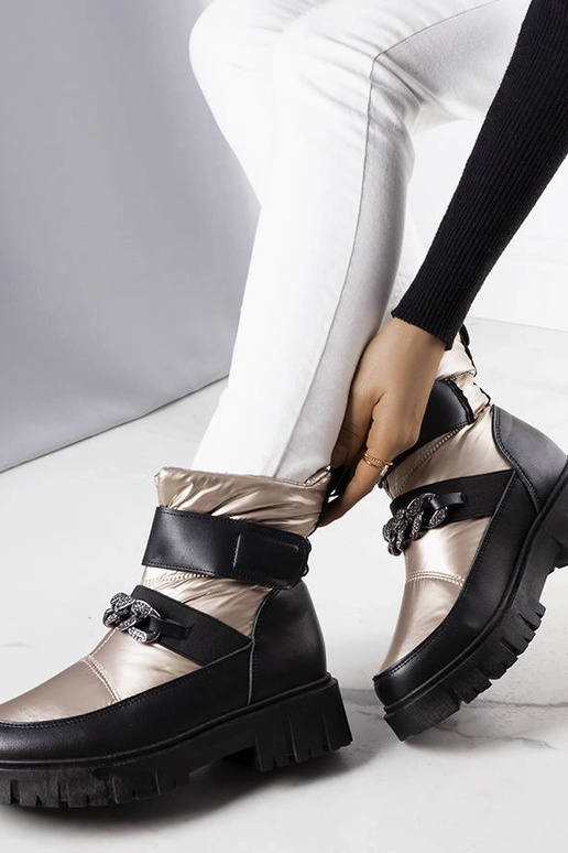 Złote śniegowce z łańcuchem Ephraim