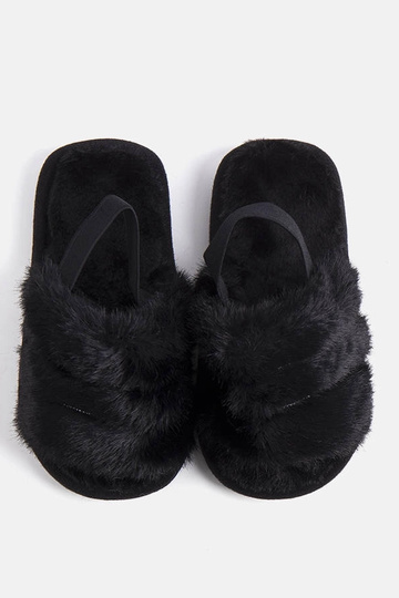 Czarne kapcie na gumkę Leilany