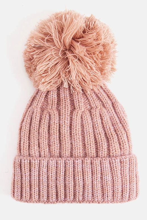 Women's maroon beanie with pompom Maysan