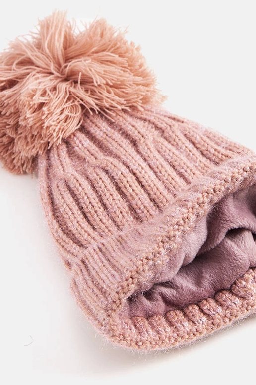 Women's maroon beanie with pompom Maysan