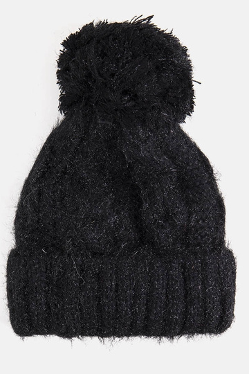 Women's maroon beanie with pompom Maysan