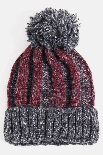 Women's maroon beanie with pompom Maysan