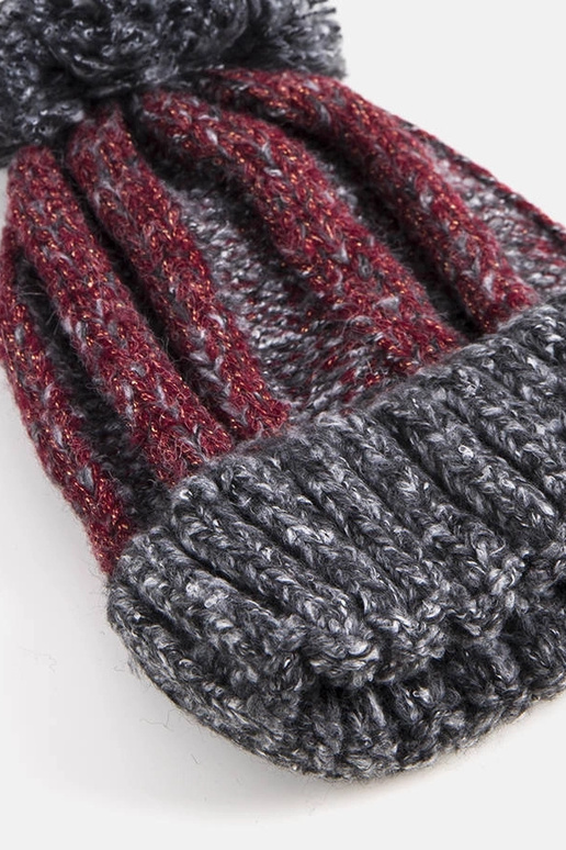 Women's maroon beanie with pompom Maysan