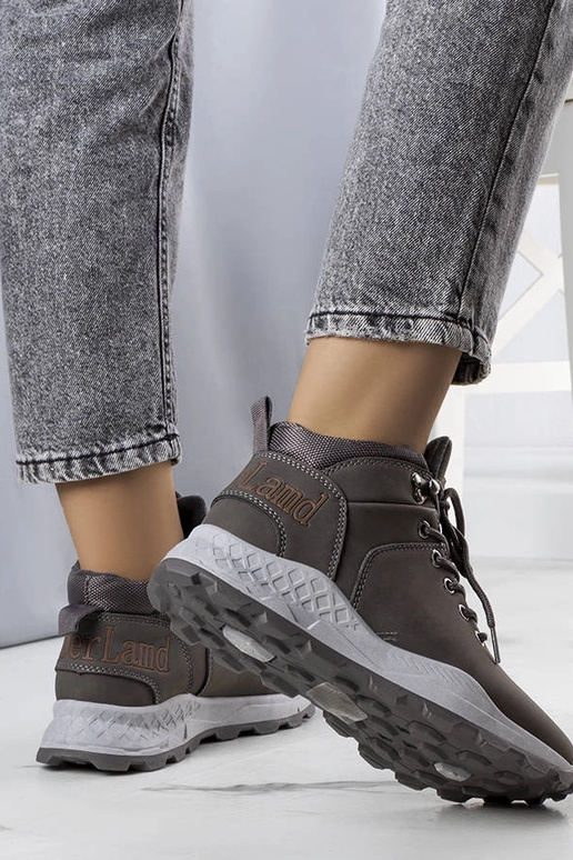 Szare ocieplane traperki damskie Adleri