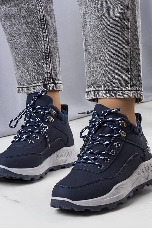 Granatowe ocieplane traperki damskie...