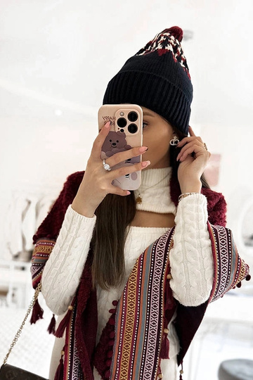 Women's maroon beanie with... 2