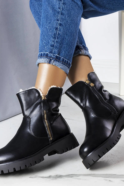 Black patent leather strada boots